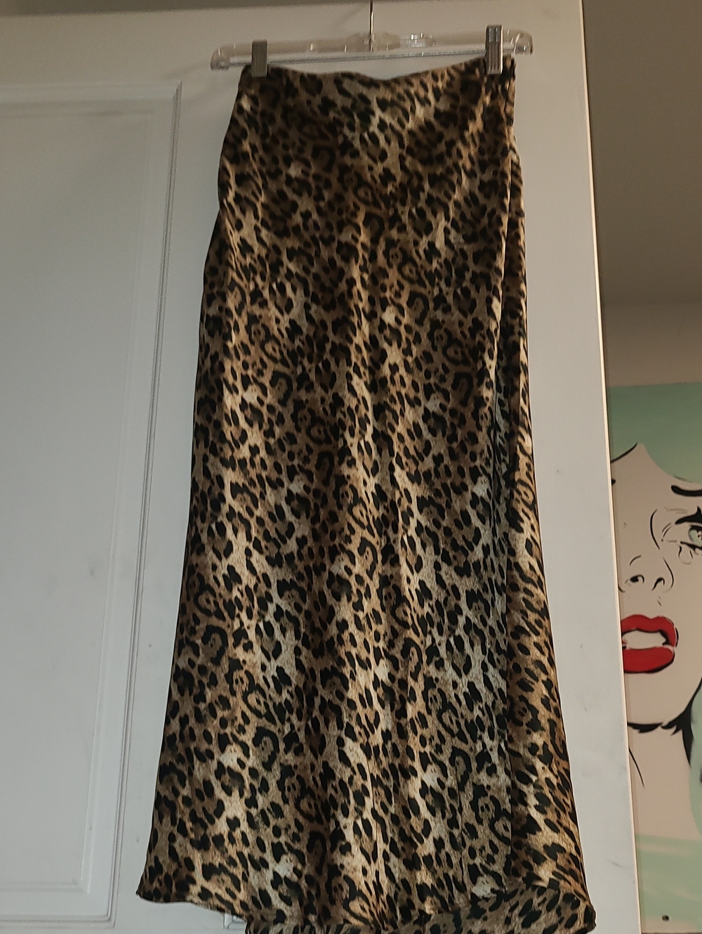 Zara Leopard Print Satin Maxi Skirt - Tan & Black